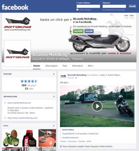 RicambiMotoKing Pagina Facebook 17-04-2015 - SocialWebMax